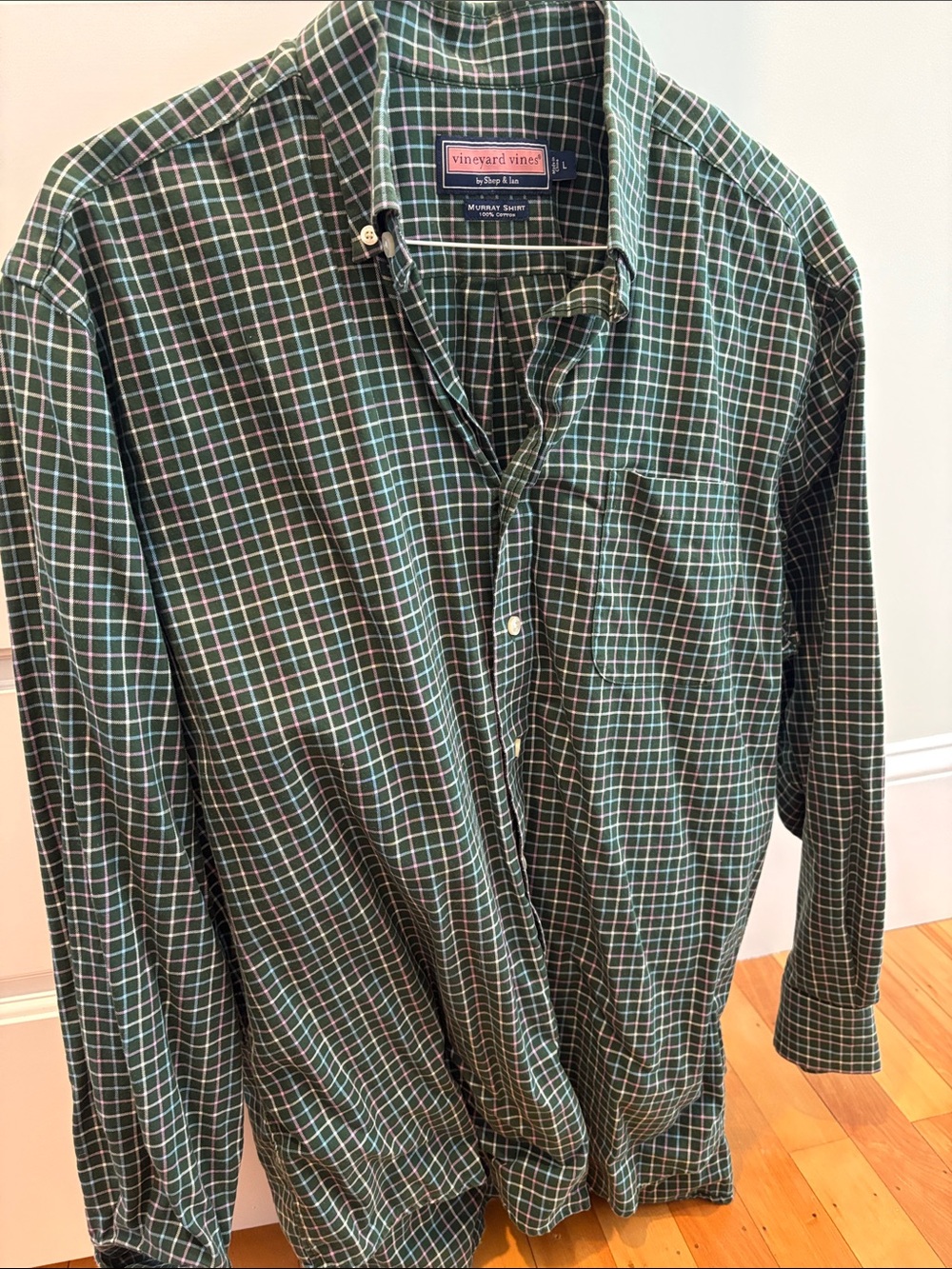 Vineyard Vines Men's Dark Green Plaid Button-Down Shirt
